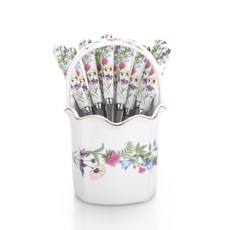 코렐코디네이츠 야생화 수반 세트, 혼합색상, 사각꽃바구니 + 티스푼 5p + 티포크 5p, 1개