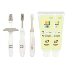 Dirt Wellve Step 1 嬰兒牙刷 3 種+無氟牙膏 80g x 2p 套組, 1組