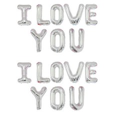 愛情訊息鋁箔氣球組, 銀色, 2套
