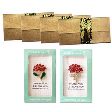 康乃馨胸針感謝卡 2款 X60-2 + 高級蝴蝶配件紅包袋 古銅蝴蝶 S3 4入組, 混合色, 1套