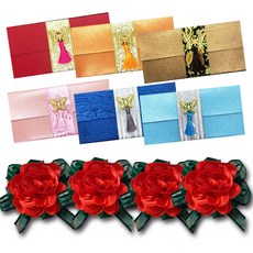 胸花 X30-3 4入 + 高級金屬配件零用錢信封 6款 S3 套組, 混合色, 1套