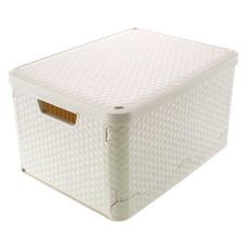 編織收納盒 L號 36L, 白色的, 1個