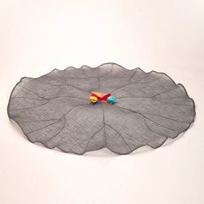 HAYUL工房高級麻傳統荷葉飯桌墊 灰色, 2個