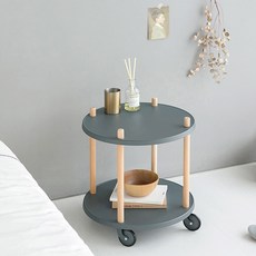 마켓비 GRUET 원형 트롤리, 다크그레이, 2단