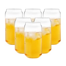 드링크캔 내열유리 맥주잔 500ml, 6개