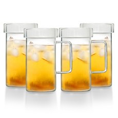 耐熱玻璃蓋啤酒杯 700ml, 4個