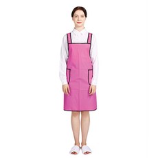 웰프런 우레탄 방수앞치마 검정파이핑 소, 핑크, 1개