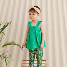 Lala Amang 女童款素色鈕扣荷葉邊背心