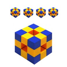 mathlove 序列立方體磁鐵塊, 黃色+藍色