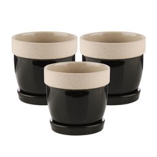 Samho Glass 彩色橡果造型室內花盆 SH18735 3入, 黑色