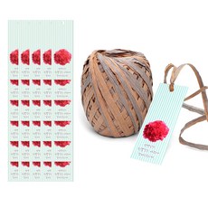 康乃馨長方形吊牌 + 拉菲草繩套組, 混合色