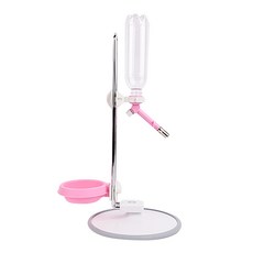 Water Kit可調高度寵物飲水餐具, 粉色的, 1個