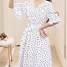 孕婦雪紡圓點連身裙