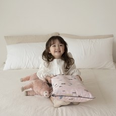 ahtty blanc 兒童棉質枕頭, White Bear Pink, 1個