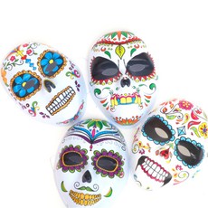 龐克風骷髏紋身面具4件組, 隨機出貨, 1套