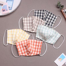 VIDANGIL 孩童格紋立體棉布口罩5入組