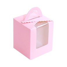 手提開窗包裝盒 + 1入瑪芬內襯組 小, 粉紅色, 25套