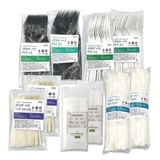 Lemondebebe PLA湯匙 2款 各20入+點心湯匙 40入+叉子 2款 各20入+吸管 100入+養樂多吸管 200入, 1套