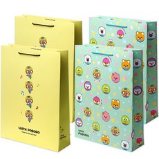 POPO FANCY With Pororo 可愛購物袋 4入, 薄荷綠, 黃色