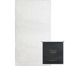 Songwol 松月 30支棉素色飯店浴巾 450g+收納袋, 毛巾(象牙色)/收納袋(黑色), 1組