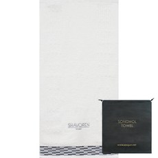 Songwol 松月 30支精梳棉浴巾 450g+收納袋, 毛巾（象牙色）、小袋（黑色）, 1組