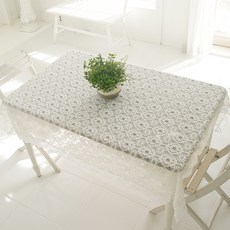 바이데코 리븐 레이스 사각 테이블커버, 화이트, 120 x 160cm, 1개
