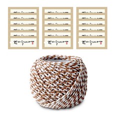 indi.k 手寫謝謝吊牌 100入 + 白棕色麻繩 18m 套組, 白棕色