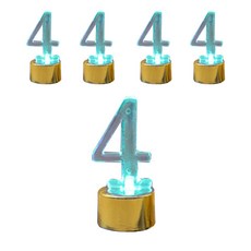 WOW PARTY KOREA LED 數字蠟燭 4, 金色, 5個
