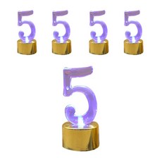 WOW PARTY KOREA LED 數字蠟燭 5, 金色, 5個
