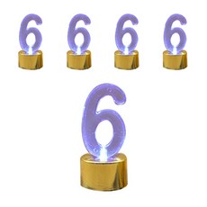 WOW PARTY KOREA LED數字蠟燭 6, 金色, 5個