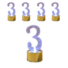 Wow Party 韓國 LED 數字蠟燭 3, 金子, 5個