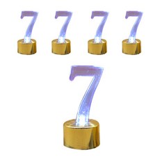 WOW PARTY KOREA LED 數字蠟燭 7, 金色, 5個