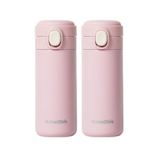 라임올리브 뮤티드 파스텔 보온보냉병 2p, 핑크, 350ml, 2개
