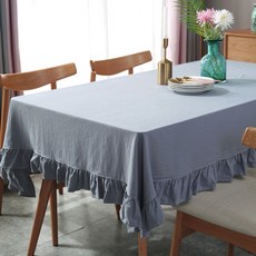 Marketpio 風格荷葉邊亞麻桌巾, 灰色, 90 x 90 cm