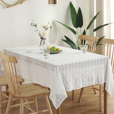Marketpio 復古蕾絲棉質桌布, 單一顏色, 150 x 200cm