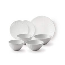 KwangJuYo Migak系列花瓣碗盤7件組, 白色, 飯碗 2入+湯碗 2入+菜盤16cm 2入+菜盤25cm