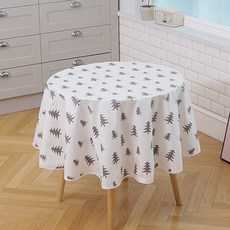 원형 식탁보, 노르웨이숲 화이트, 110 x 110 cm (70cm용)
