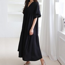 BONBONSTORY V領羅紋孕婦蛋糕連身裙