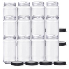 塑膠黑蓋果醬瓶 直筒型 SG300, 300ml, 12個