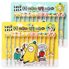 POPO FANCY 嚕嚕啦啦 可愛公仔鉛筆 B 12支 2款 x 12p 套組, 藍色 + 黃色, 1套