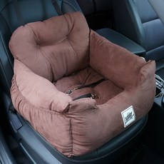 멍뭉스 강아지 푹신 논슬립 쿠션 더블후크 카시트, 브라운, 1개