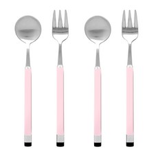 보겐 스퀘어 투톤 샤틴 티스푼 앤 포크 2인 세트 핑크, 1세트, 티스푼 2p + 포크 2p