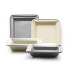 PRELUDE 奶油風正方形盤, 象牙白 + 灰色, 單品, 4個