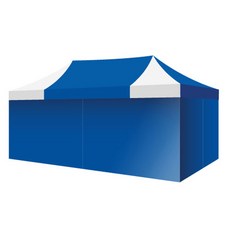홍캐노피 스틸 민자벽면 캐노피 천막 2 x 4 m, 파랑 중앙 + 백색, 1개