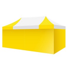 홍캐노피 스틸 민자벽면 캐노피 천막 2 x 4 m, 백색 중앙 + 노랑, 1개