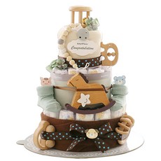Baby Bakery 百日3層尿布蛋糕 木馬與朋友款, 混色