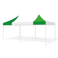 홍캐노피 스테인레스 캐노피천막 3 x 6 m, 백색 중앙 + 녹색, 1개