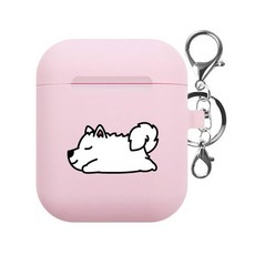아이무이 달콤 에어팟 이어폰 소프트 실리콘 케이스 + 키링, 코자 포메라이언