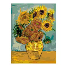 KMELLIE 3D 梵谷向日葵 DIY 鑽石畫套組 40 x 50 cm, 混合顏色, 1個