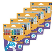 BiC KiDS 顏色可擦式簽字筆, 12色, 5盒